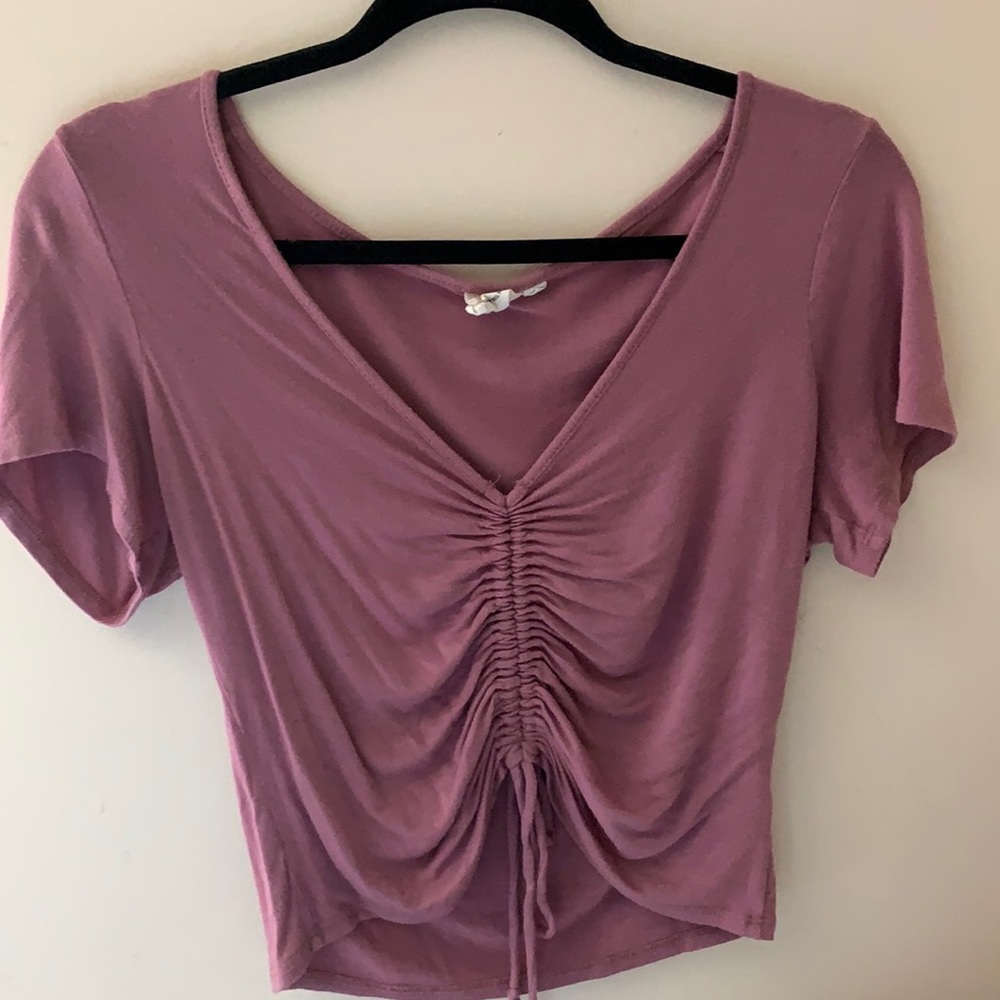Purple ruched short sleeve